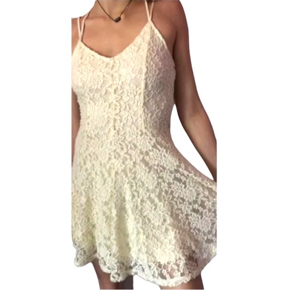 AMERICAN EAGLE OUTFITTERS Lace Overlay Spaghetti Strap Skater Dress size… - Picture 2 of 13